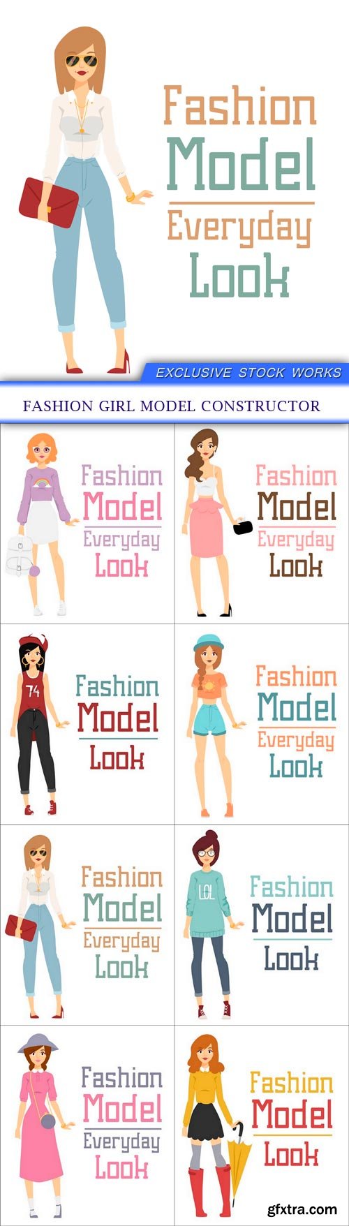 fashion girl model constructor 8x EPS