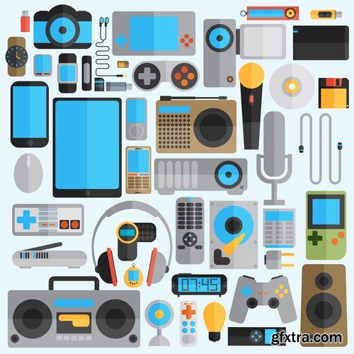 Electronic devices icons set 8X EPS
