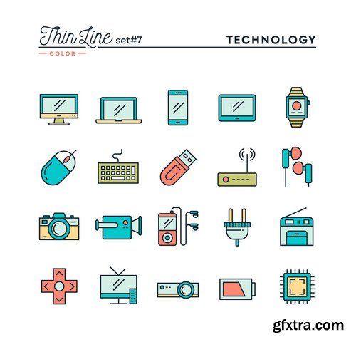 Electronic devices icons set 8X EPS