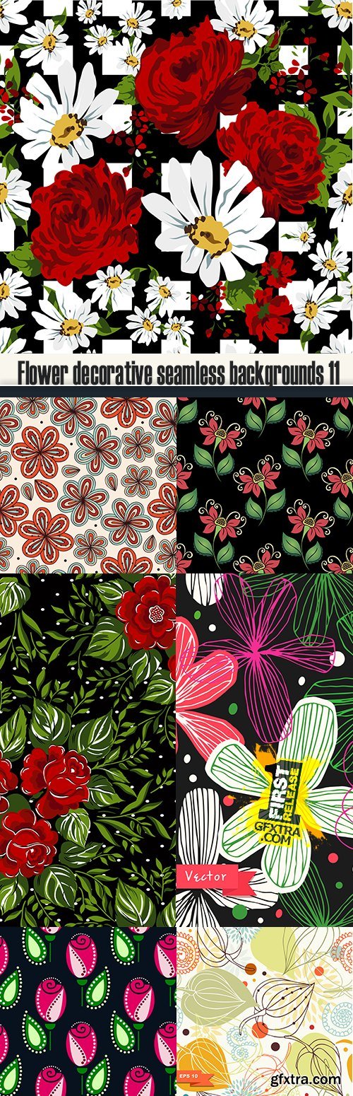 Flower decorative seamless backgrounds 11