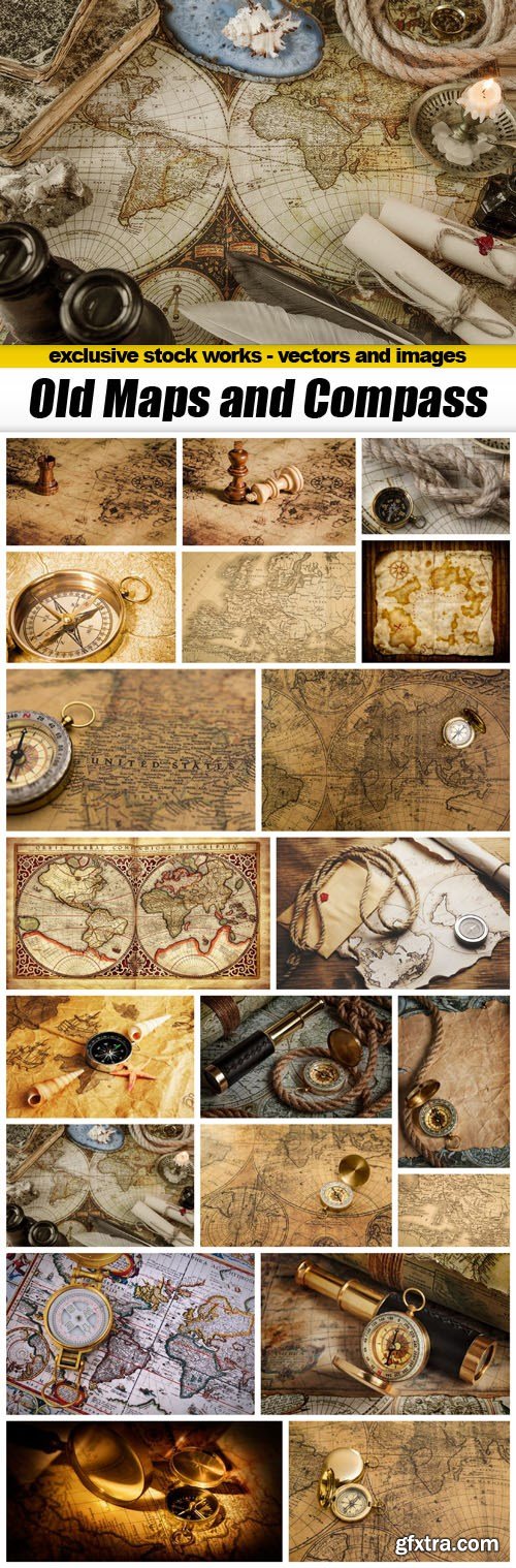 Old Maps and Compass - 20xUQH JPEG