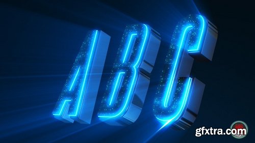 Videohive Alphabet 3D Neon LED - Abc And Social Media Icons 7608121