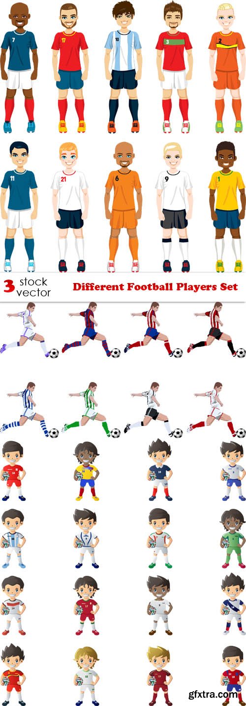 Vectors - Different Football Players Set