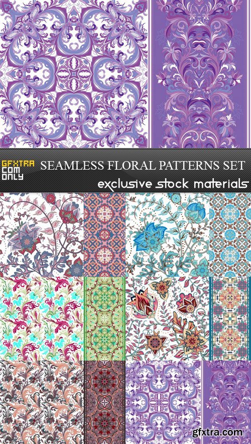 Seamless Floral Patterns Set - 6 EPS