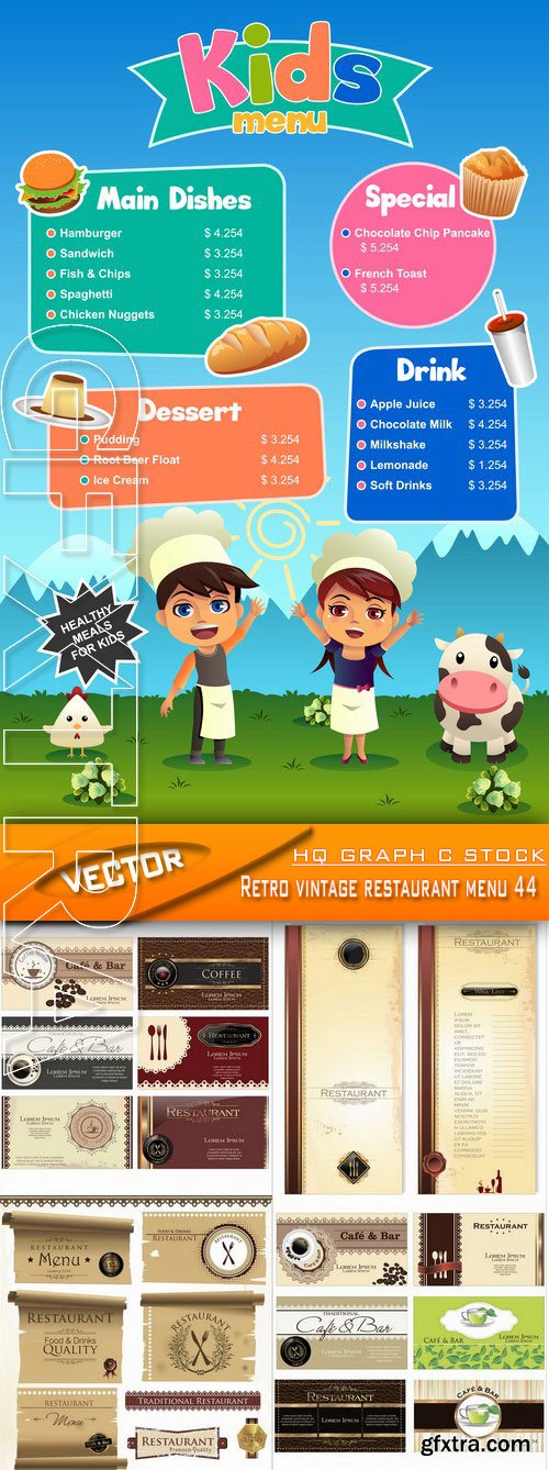 Stock Vector - Retro vintage restaurant menu 44