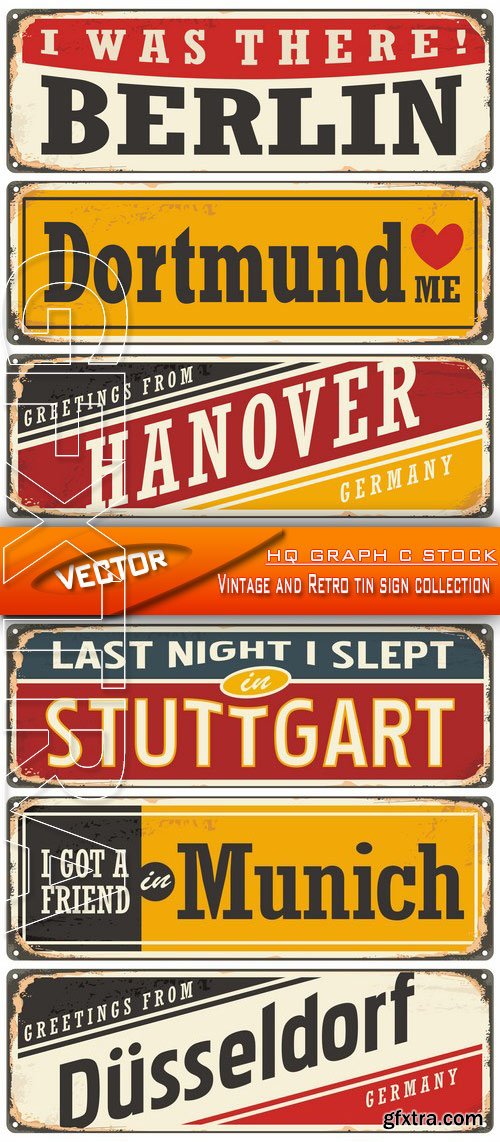 Stock Vector - Vintage and Retro tin sign collection