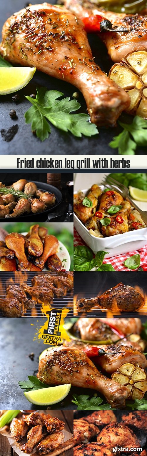 Fried chicken leg grill with herbs