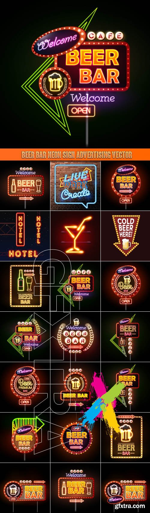 Beer bar Neon sign advertising vector