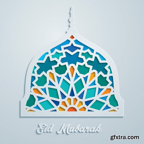 Eid Mubarak Papercut Style 12 - 48 EPS