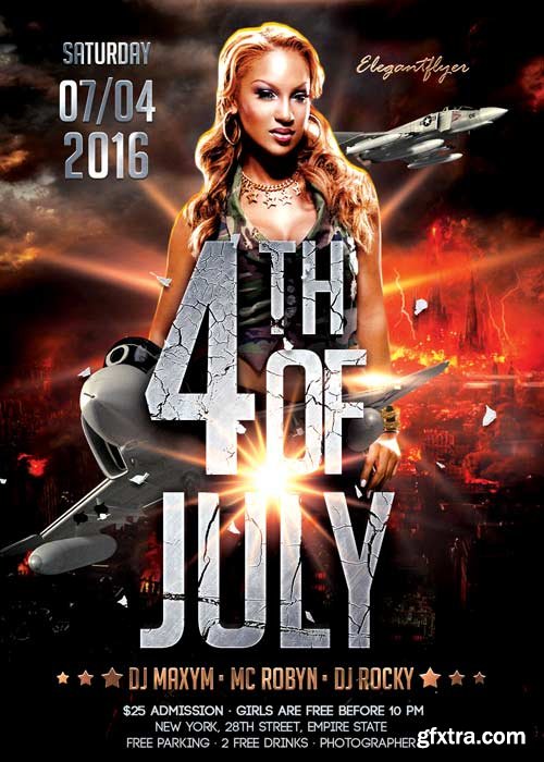 4th of July 2016 V7 Flyer PSD Template + Facebook Cover