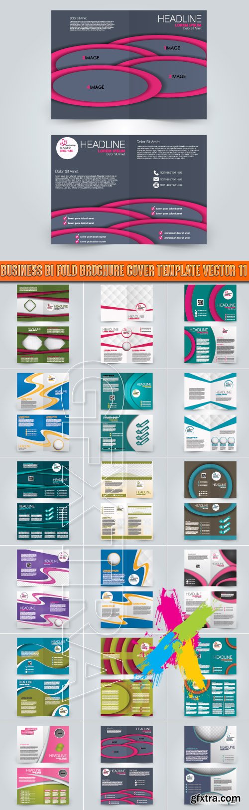 Business bi fold brochure cover template vector 11