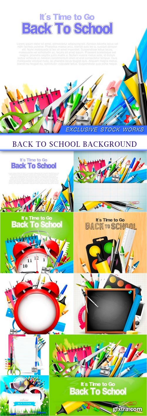 Back to school background 9X EPS