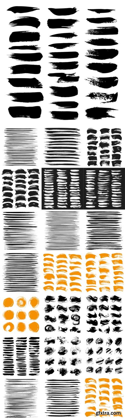 Vector Set - Abstract Brush Strokes Isolated on a white Background