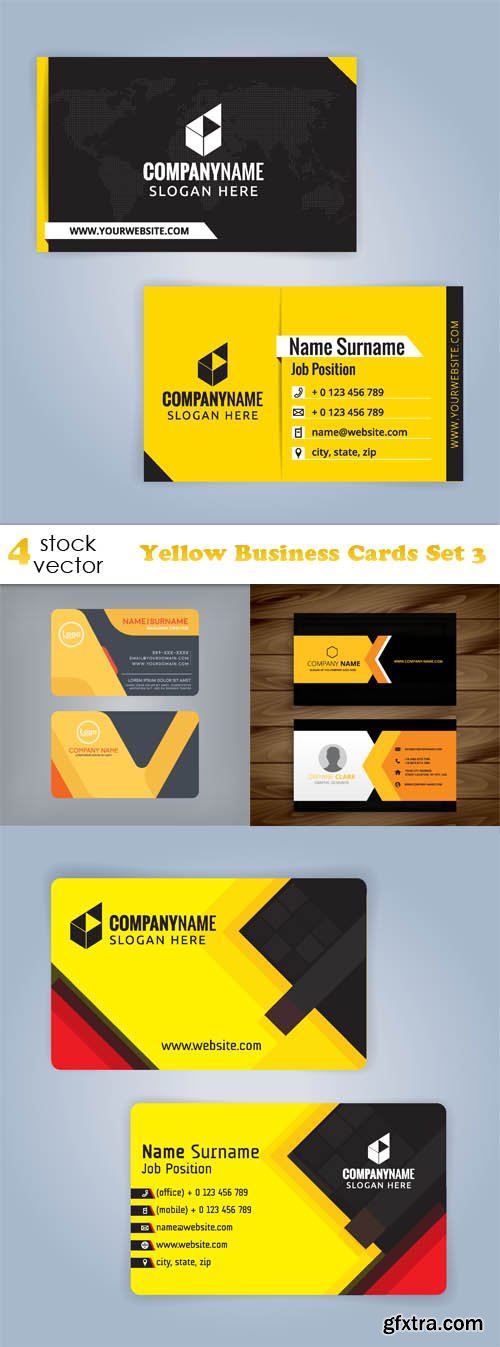 Vectors - Yellow Business Cards Set 3