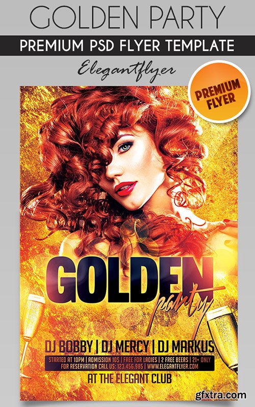 Golden Party – Flyer PSD Template + Facebook Cover