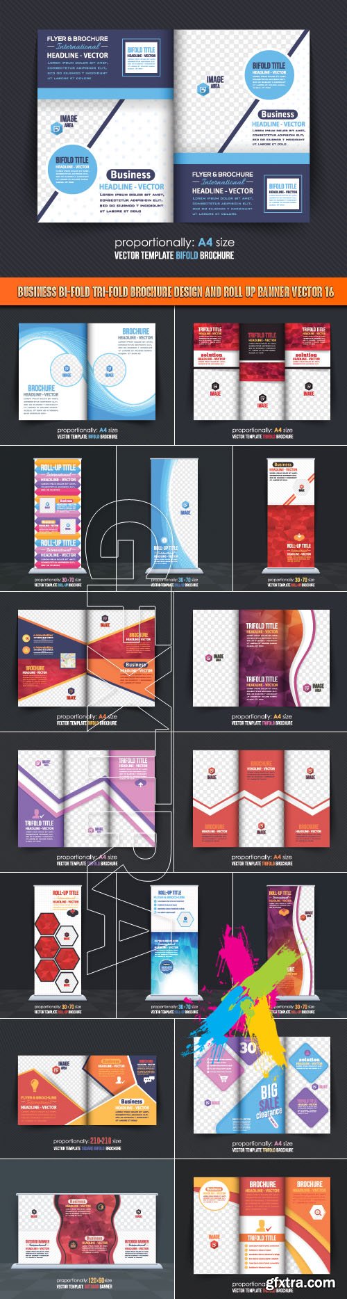 Business Bi-Fold Tri-Fold Brochure Design and Roll up banner vector 16