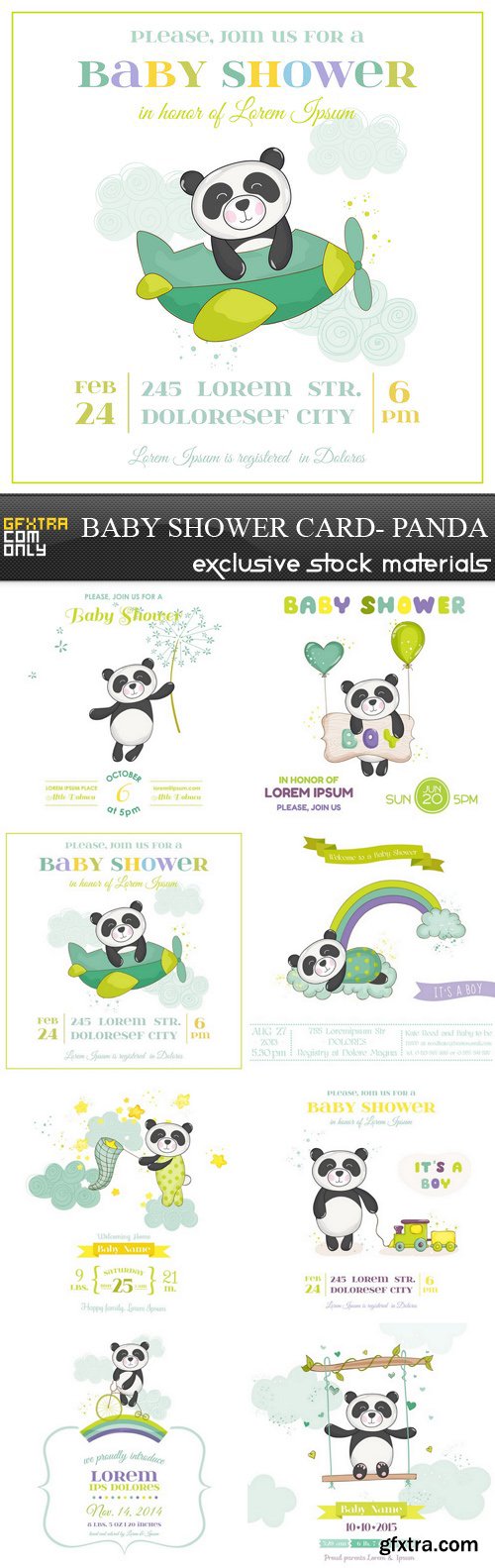 Baby Shower Card- Panda - 8 UHQ JPEG