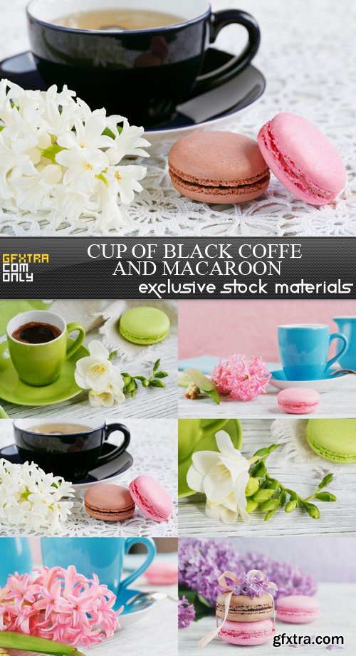 Cup of Black Coffe and Macaroon - 6 UHQ JPEG