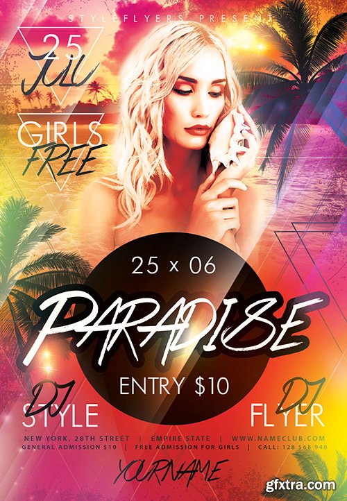 Paradise PSD Flyer Template + Facebook Cover