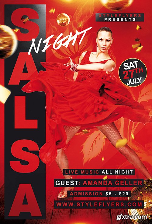 Salsa Night PSD Flyer Template + Facebook Cover