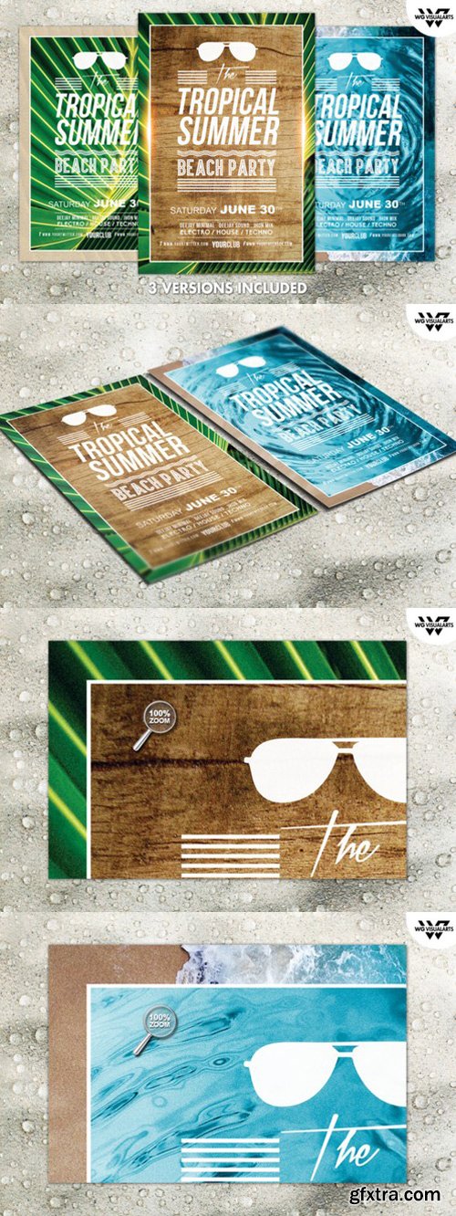 CM - 3in1 TROPICAL SUMMER Flyer Template 248004