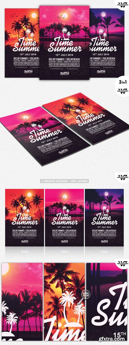 CM - 3in1 SUMMER BEACH Flyer Template 292287