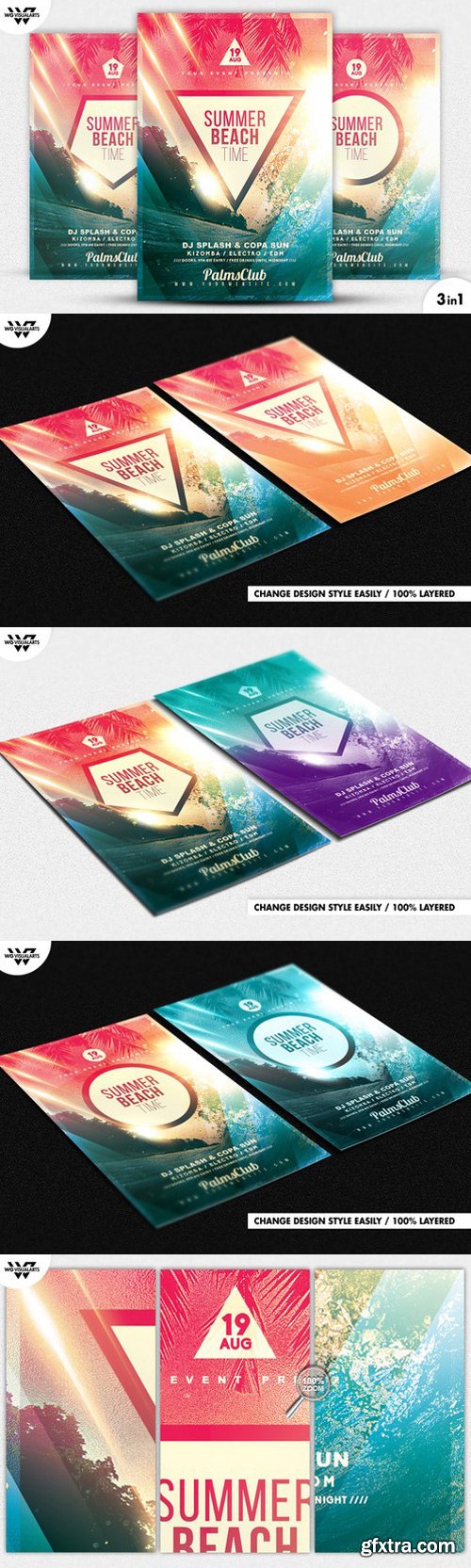 CM - 3in1 SUMMER BEACH Flyer Template 679953