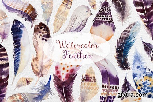 CM - Watercolor BOHO feather DIY II 356171