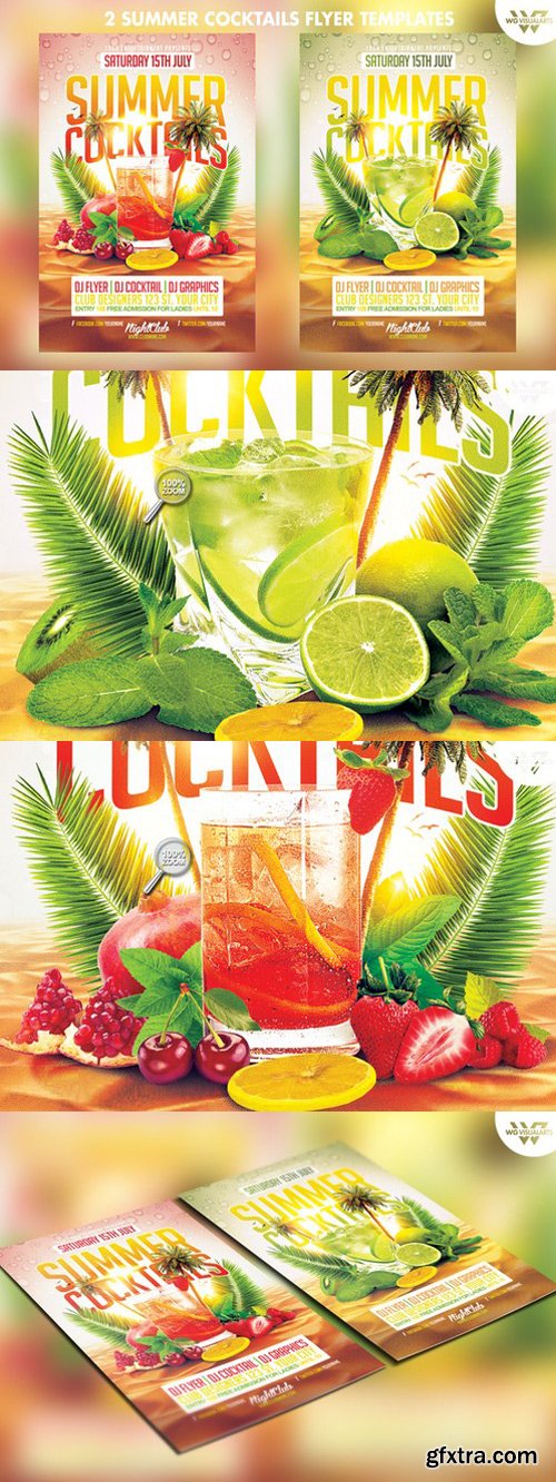 CM - 2in1 Summer Cocktail Flyer Template 244938
