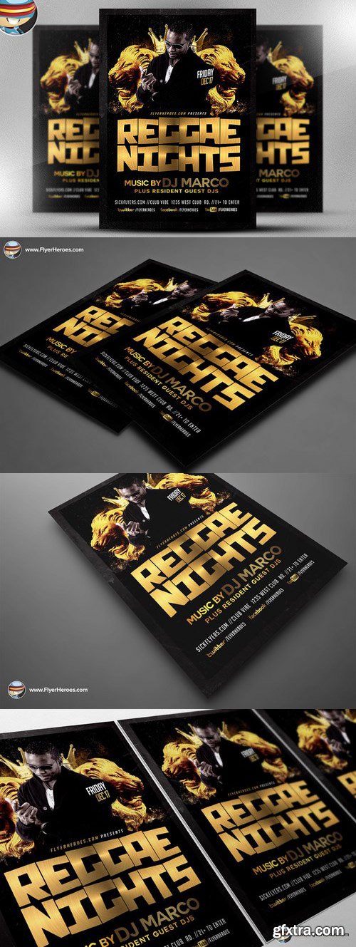 CM - Black & Gold Reggae Flyer Template 464635