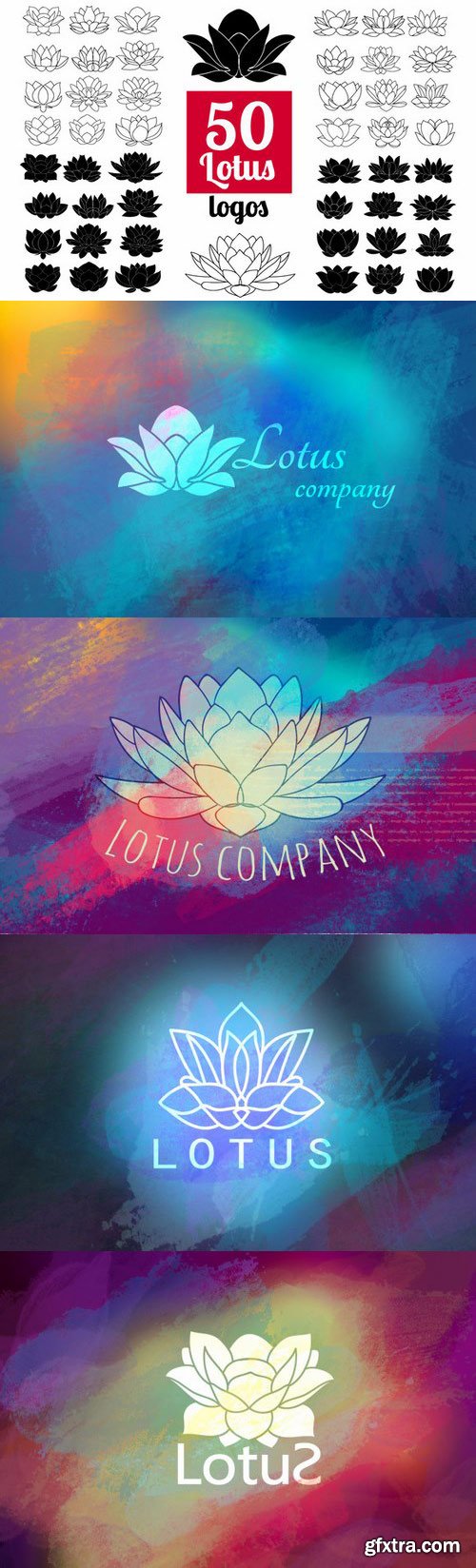 CM - 50 Lotus Flowers Logo Bundle 519088