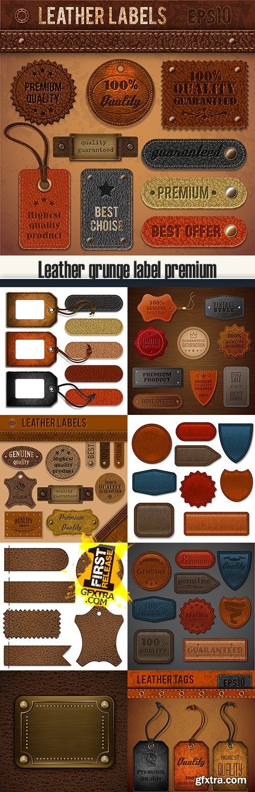 Leather grunge label premium