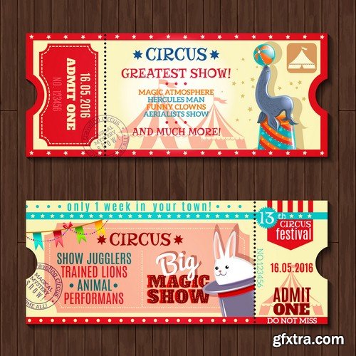 Circus tickets-5 EPS