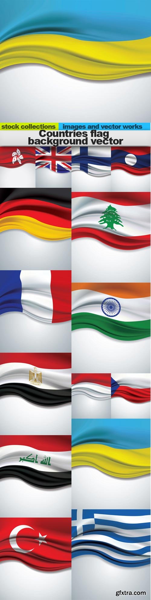 Countries flag background vector, 15 x EPS