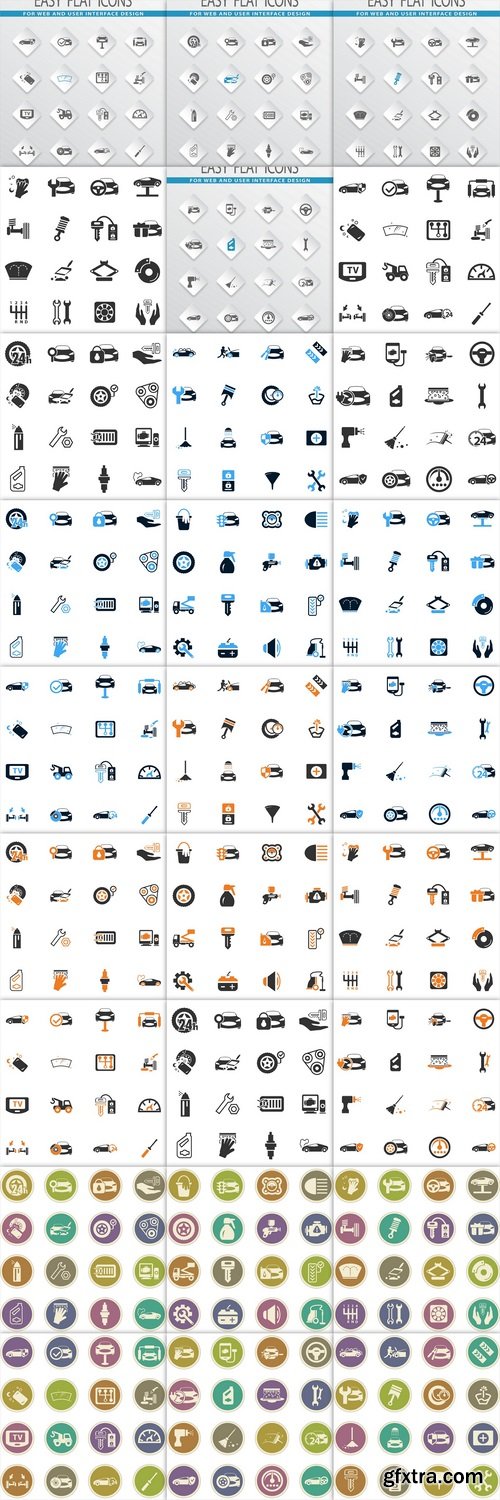 Car shop icons set