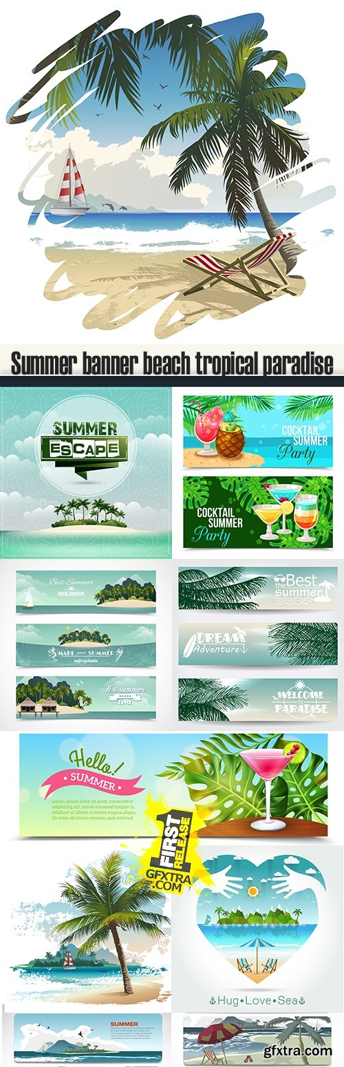 Summer banner beach tropical paradise