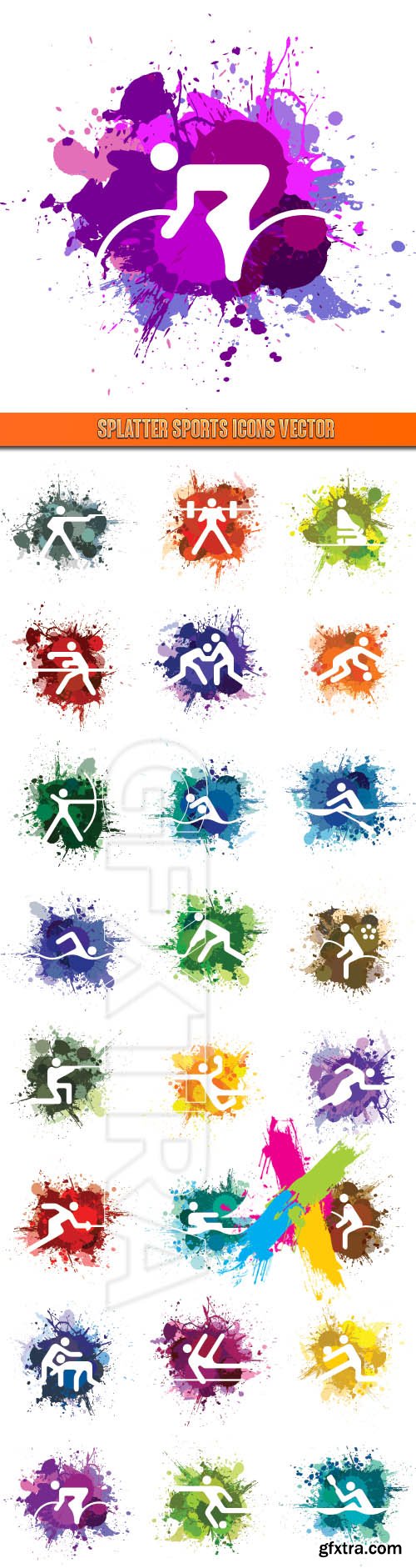 Splatter sports icons vector