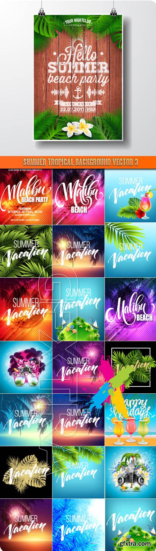 Summer tropical background vector 3