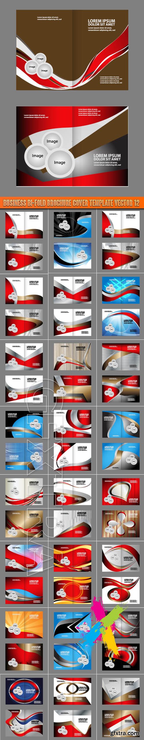 Business bi-fold brochure cover template vector 12