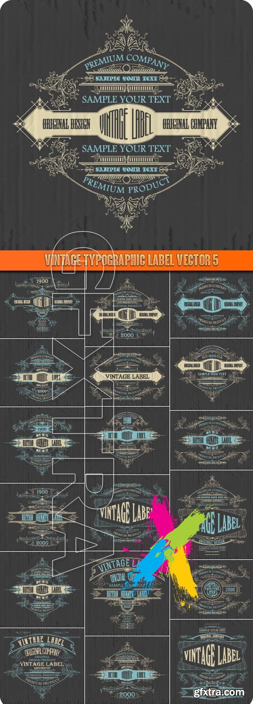 Vintage typographic label vector 5