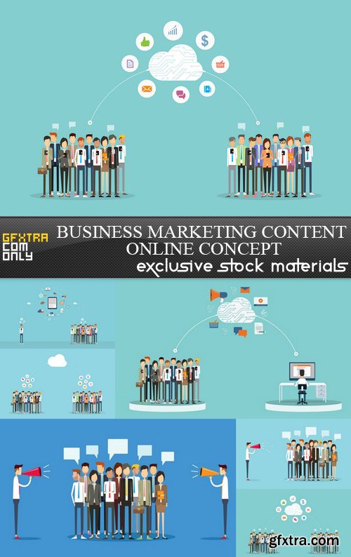 Business Marketing Content Online Concept - 6 EPS