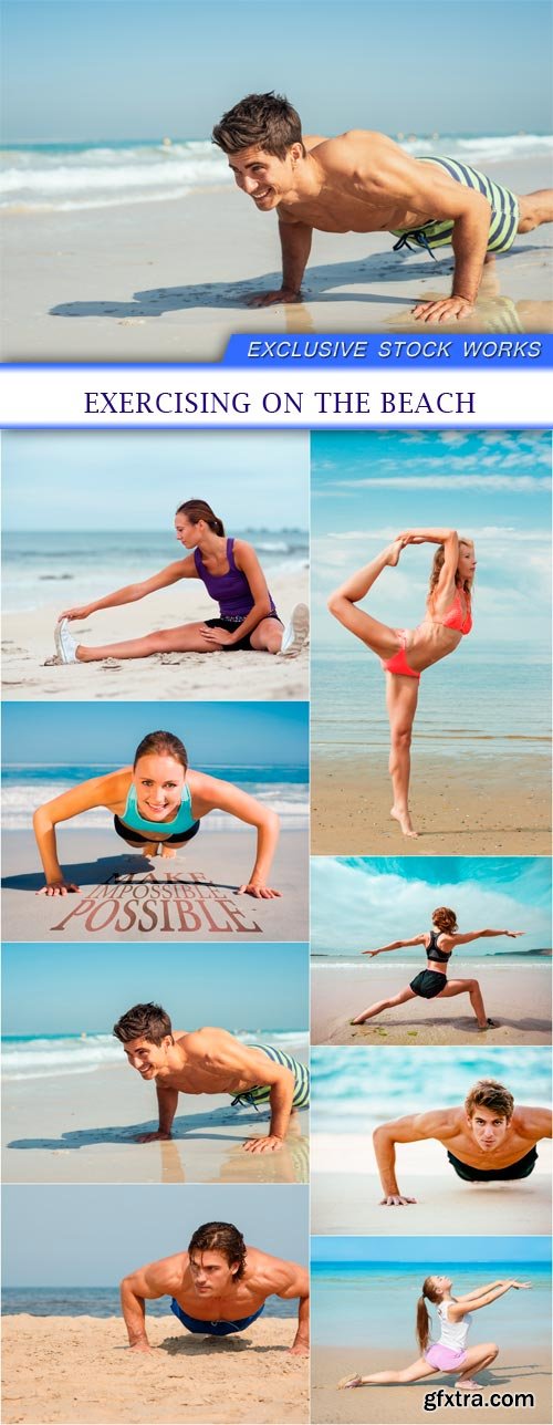 Exercising on the beach 8X JPEG