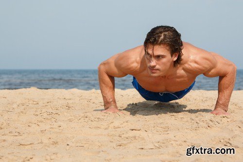 Exercising on the beach 8X JPEG