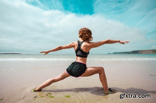 Exercising on the beach 8X JPEG