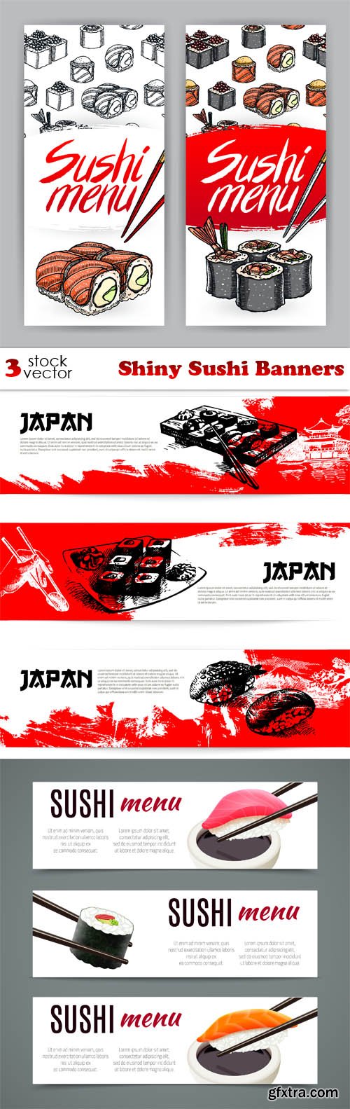 Vectors - Shiny Sushi Banners