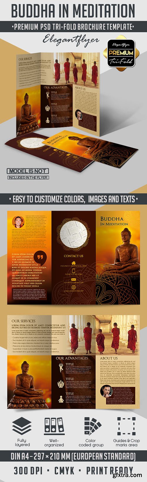 Buddha In Meditation – Tri-Fold PSD Brochure Template