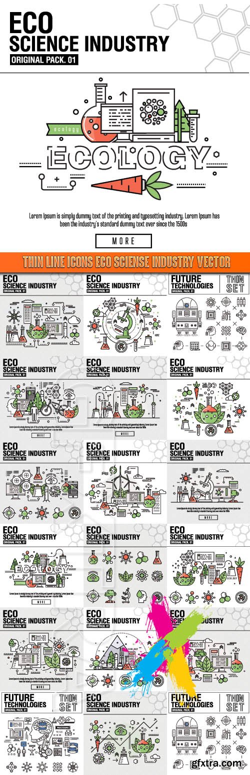 Thin line icons eco sciense industry vector