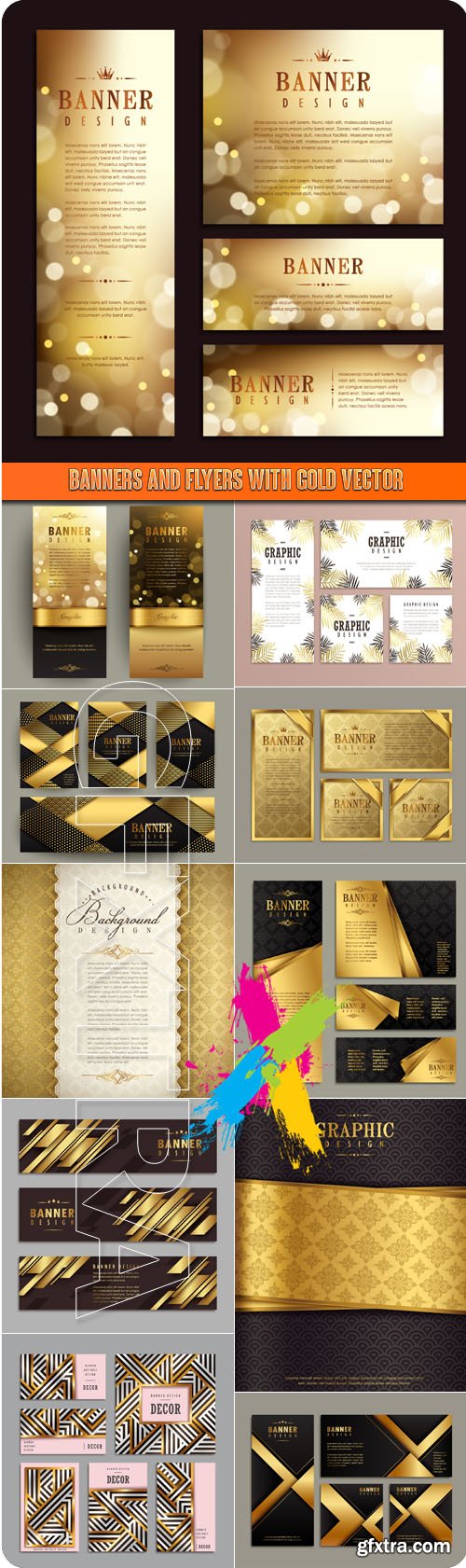 Banners and flyers with gold vector