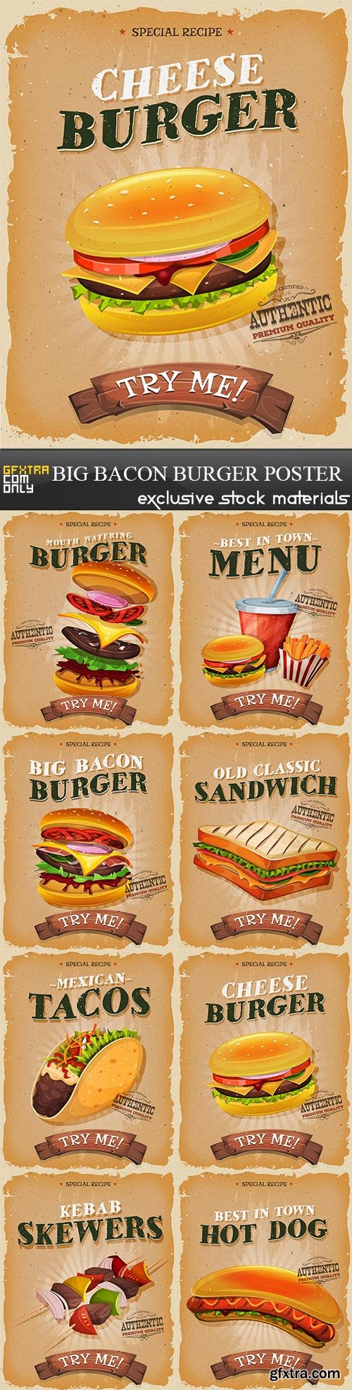 Big Bacon Burger Poster, 8 x EPS