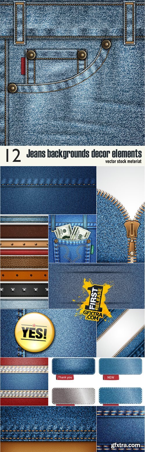 Jeans backgrounds decor elements